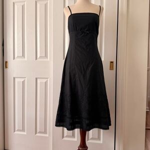 Y2K Vintage Formal Embroidered Black Cami Dress Size 3/4 Express